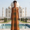 Boho Mandala Print Maxi Dress Sleeveless Spaghetti Strap Summer Beach Gown