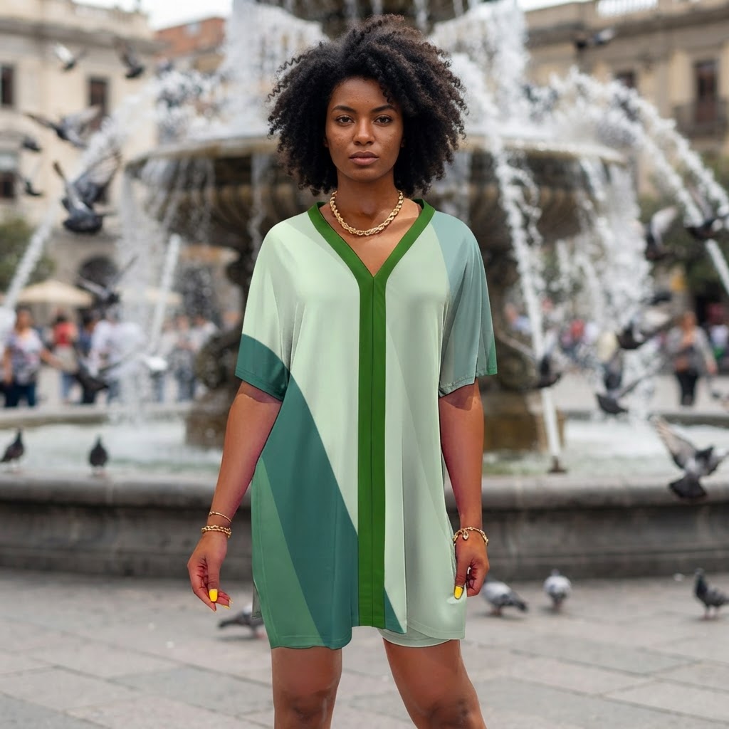 Womens Sage Green Geometric Two Piece Set Soft V Neck Loungewear Outfit