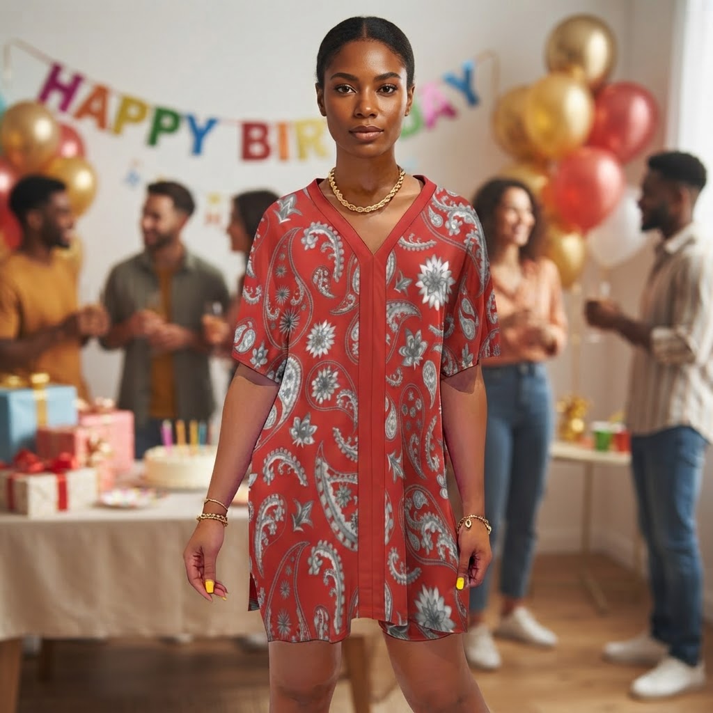 Red Paisley Lounge Set Women V Neck Dolman Top and Shorts Summer Pajamas Gift for Her Comfortable Two Piece Loungewear