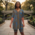 Boho Paisley V Neck Top and Shorts Set Comfortable Loungewear Two Piece Outfit