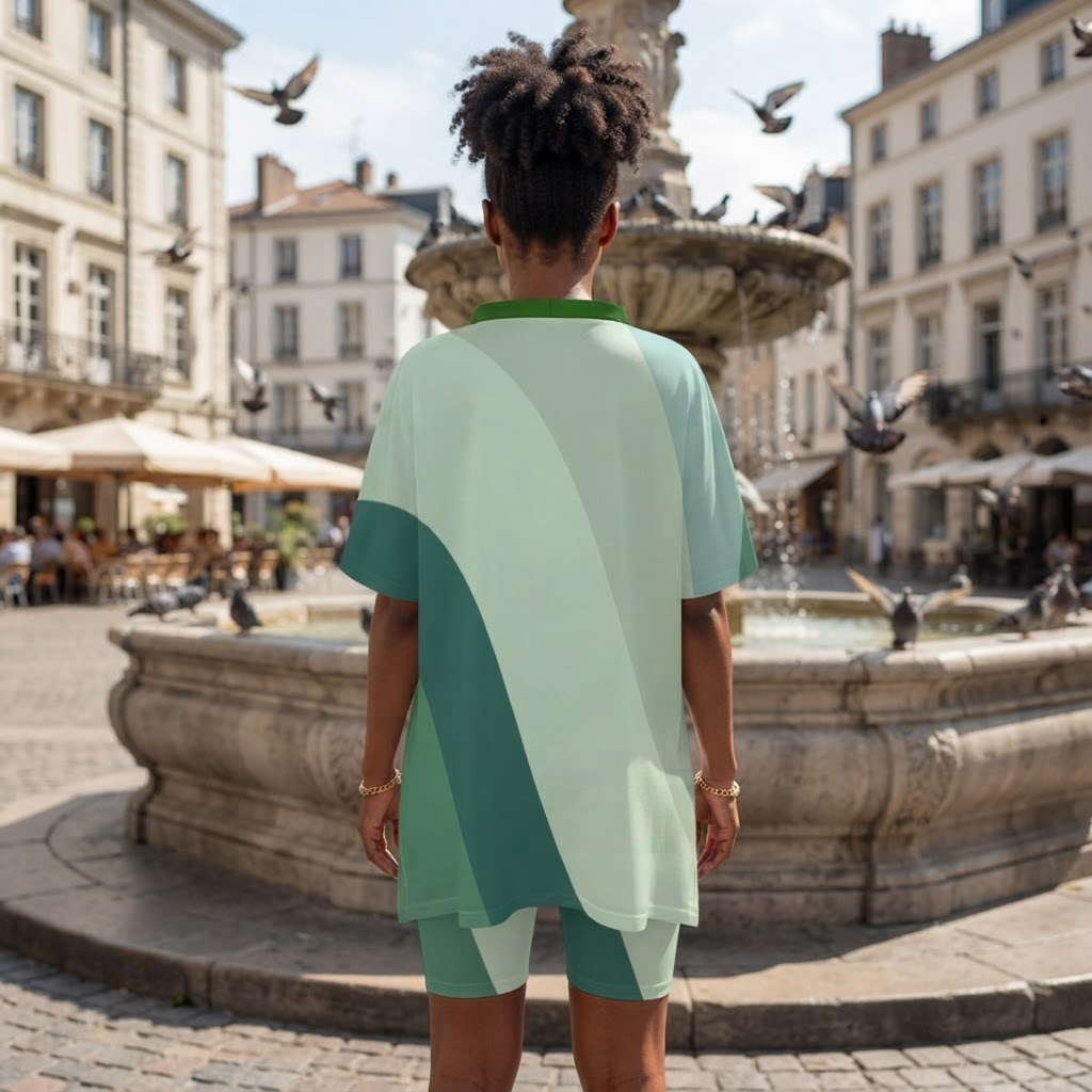 Womens Sage Green Geometric Two Piece Set Soft V Neck Loungewear Outfit