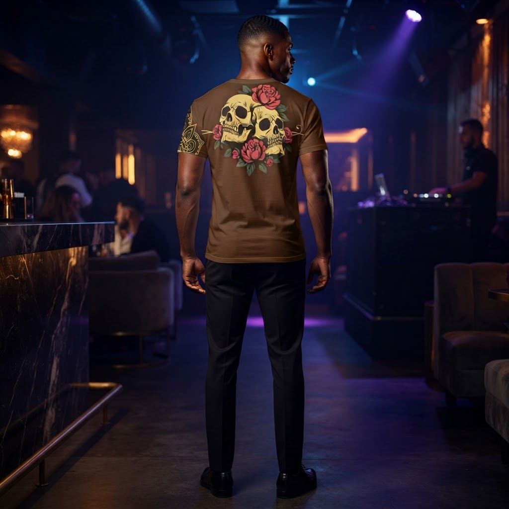 Skull and Rose King Crown Graphic T-Shirt Gothic Streetwear Tee