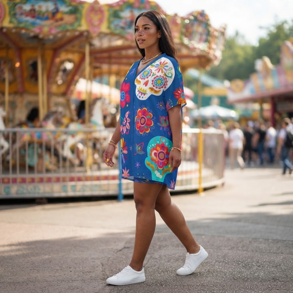 Floral Sugar Skull Lounge Set Women V Neck Short Sleeve Top and Shorts Matching Two Piece Outfit Casual Bohemian Summer Sleepwear