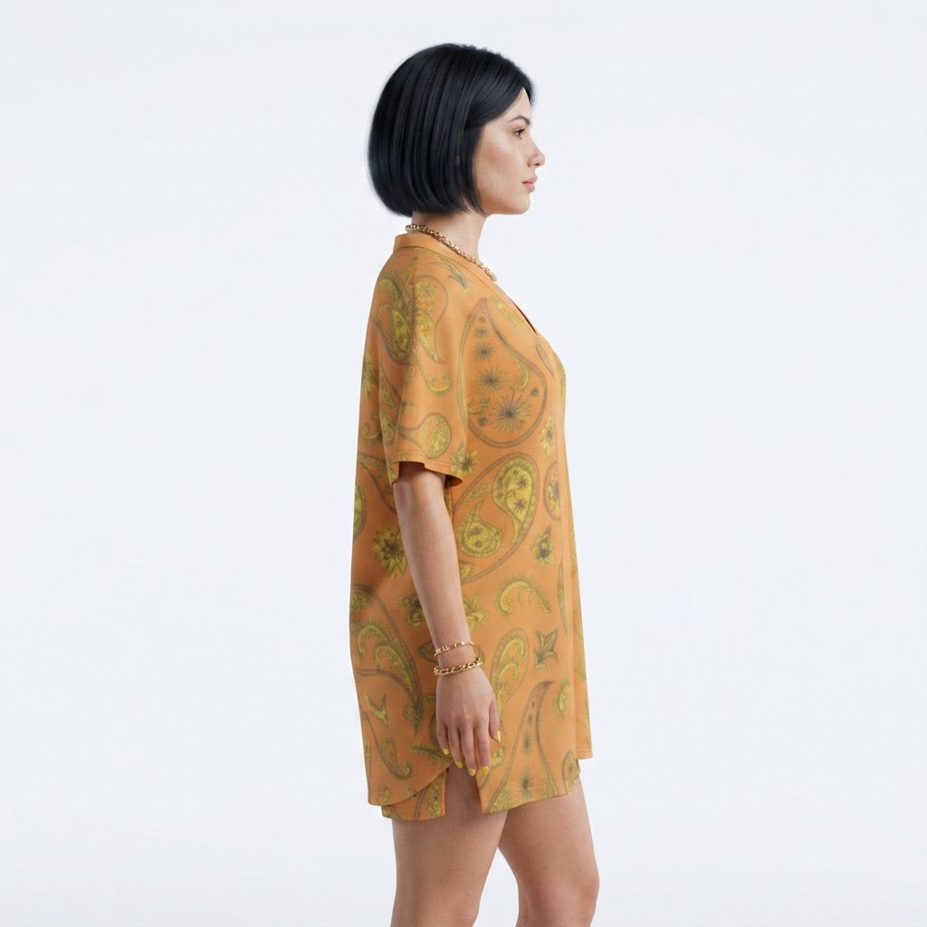 Boho Paisley V Neck Loungewear Set Comfy Two Piece Shorts Outfit