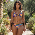 Abstract Swirl Bikini Set Colorful Tie Dye Print String Swimsuit Summer Beachwear