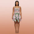 Floral Print A-Line Dress with Adjustable Straps in Pastel Colors