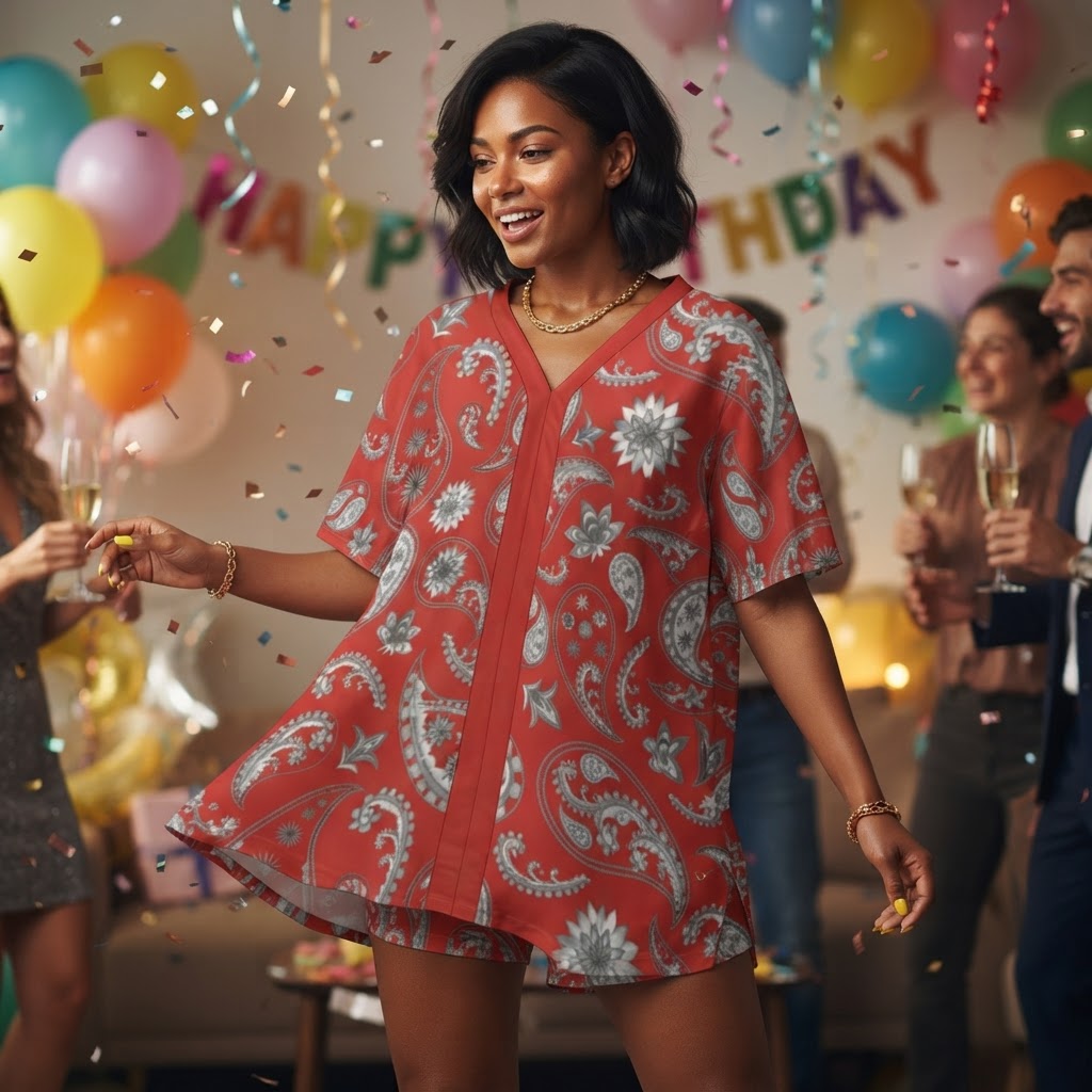 Red Paisley Lounge Set Women V Neck Dolman Top and Shorts Summer Pajamas Gift for Her Comfortable Two Piece Loungewear