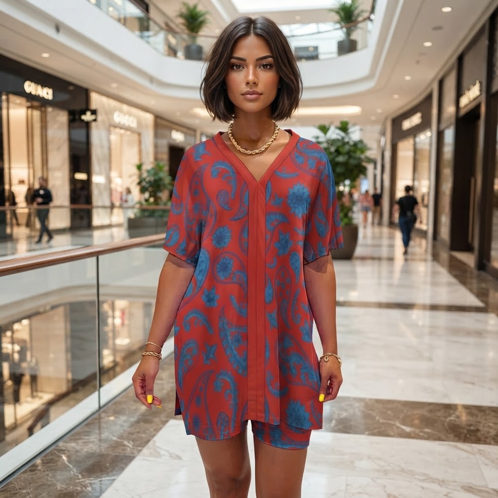 Boho Chic Two Piece Shorts Set V-Neck Dolman Sleeve Casual Lounge Wear