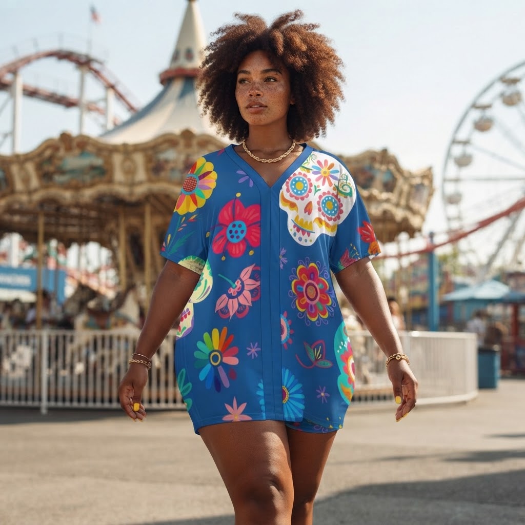 Floral Sugar Skull Lounge Set Women V Neck Short Sleeve Top and Shorts Matching Two Piece Outfit Casual Bohemian Summer Sleepwear
