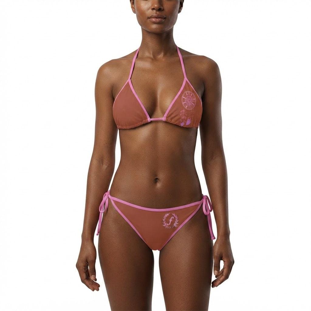 Boho Chic Dreamcatcher Bikini Set Dusty Rose Two Piece Swimsuit