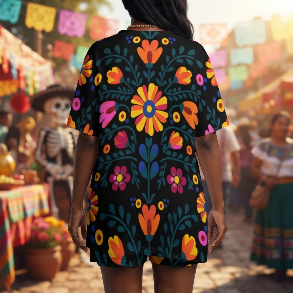 Floral Print V Neck Short Set Women Comfortable Summer Lounge Outfit Matching Two Piece Casual Bohemian Style Leisure Wear