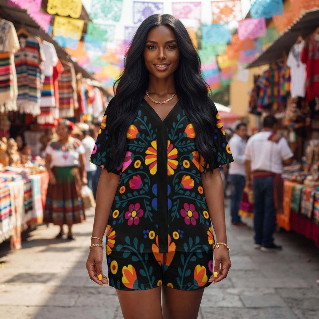 Floral Print V Neck Short Set Women Comfortable Summer Lounge Outfit Matching Two Piece Casual Bohemian Style Leisure Wear