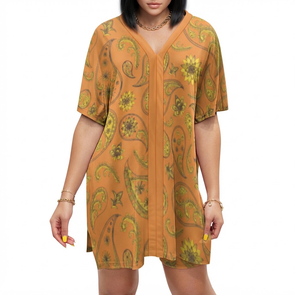 Boho Paisley V Neck Loungewear Set Comfy Two Piece Shorts Outfit