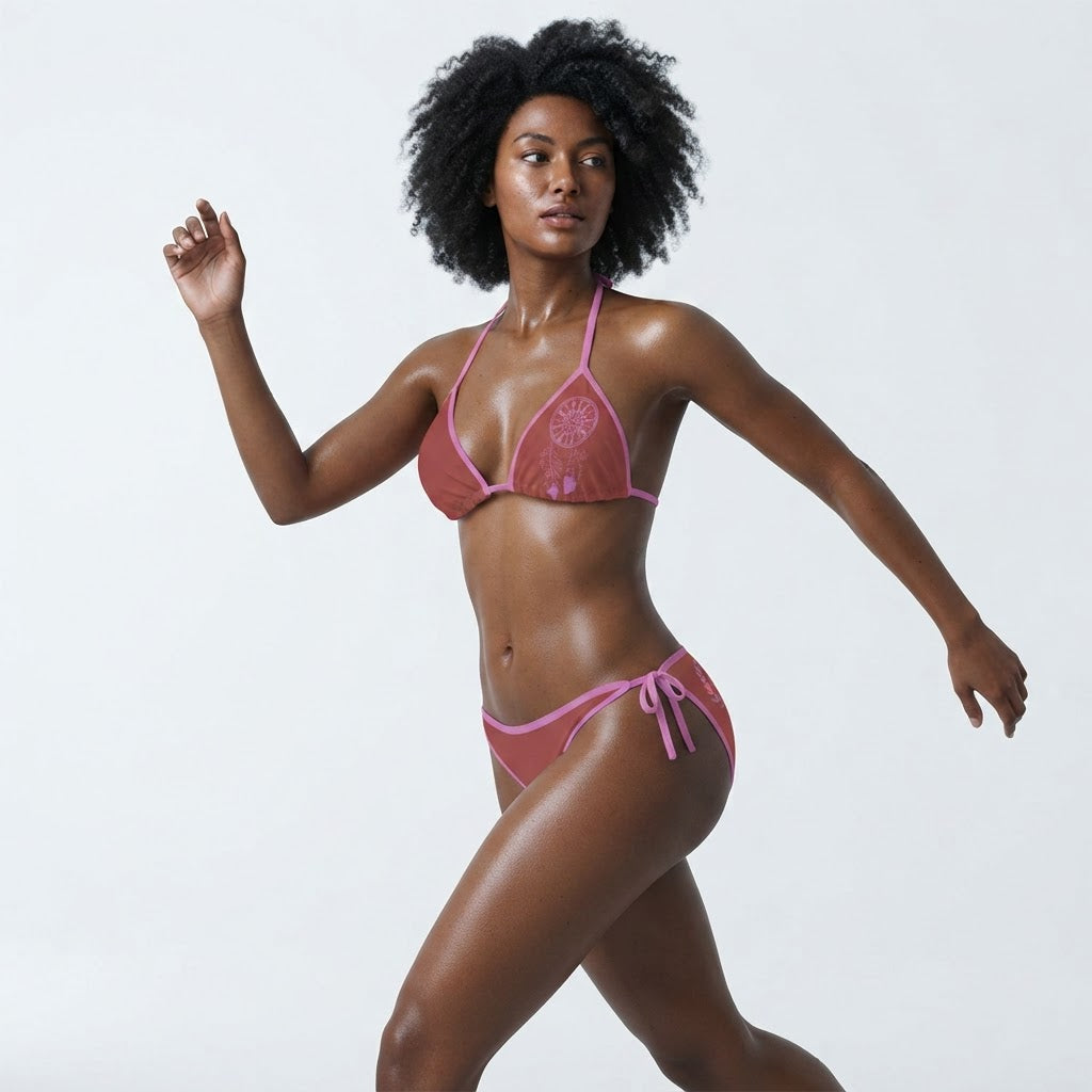 Boho Chic Dreamcatcher Bikini Set Dusty Rose Two Piece Swimsuit