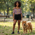 Purple Paisley Cold Shoulder Top Boho Summer Blouse Floral Print Strappy Shirt