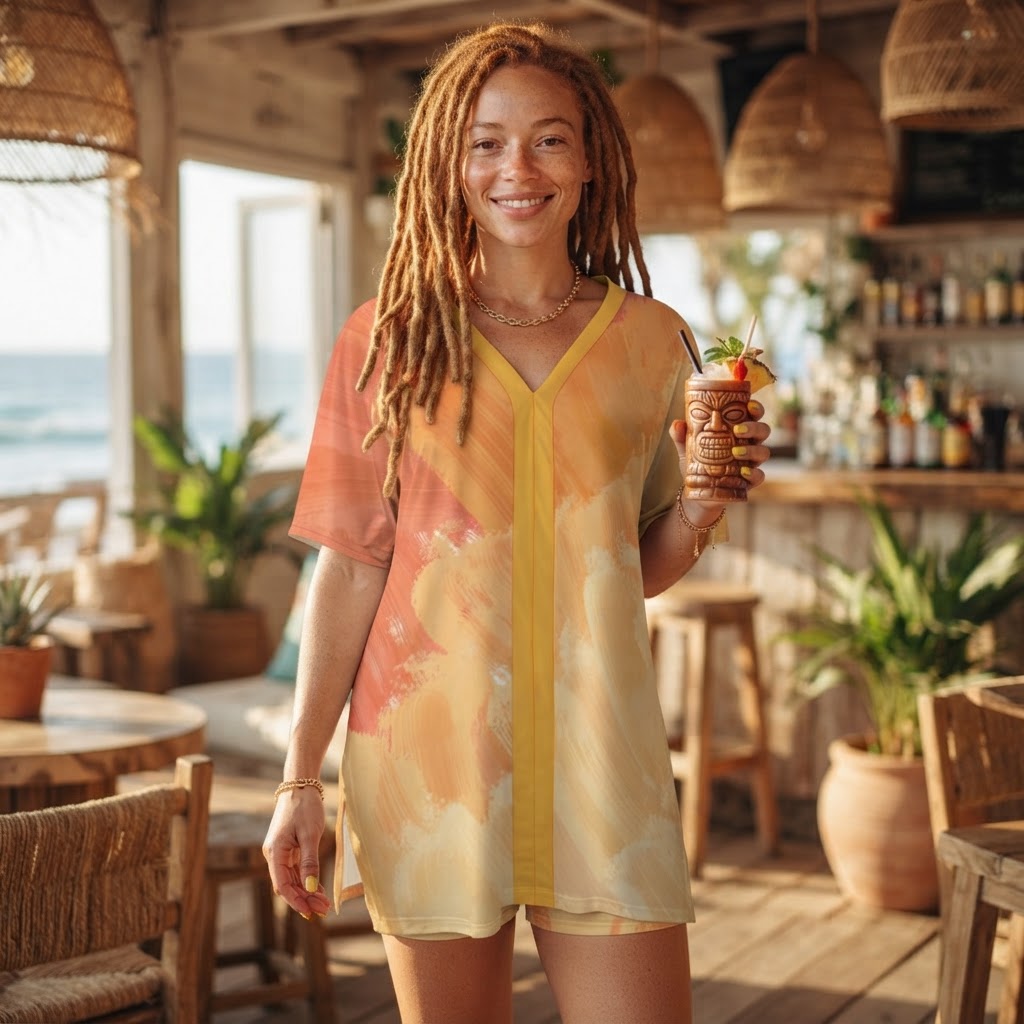 Abstract Art Print V-Neck Lounge Set Soft Polyester Two Piece Outfit for Women Beachwear Summer Casual Homewear