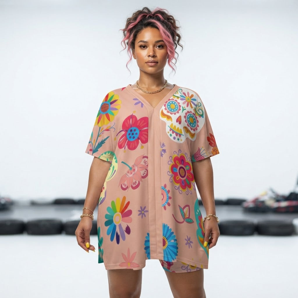Day of the Dead Sugar Skull Matching Shorts Set Colorful Floral Loungewear Two Piece Outfit