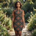 Stylish Colorful Pattern Dress with Short Sleeves Casual Summer Dress