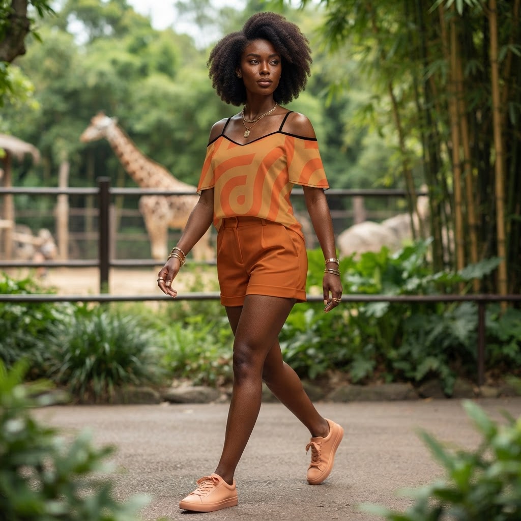 Orange Swirl Print Off Shoulder Blouse Trendy Chiffon Cold Shoulder Top Summer Vacation Shirt