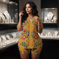 Boho Floral Two Piece Short Set V Neck Summer Loungewear Casual Outfit