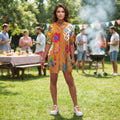 Floral Sugar Skull Lounge Set V-Neck Dolman Tee and Shorts Two-Piece Outfit