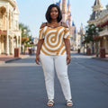 Chic Off the Shoulder Geometric Print Summer Top Breathable Elegant Flowy Blouse