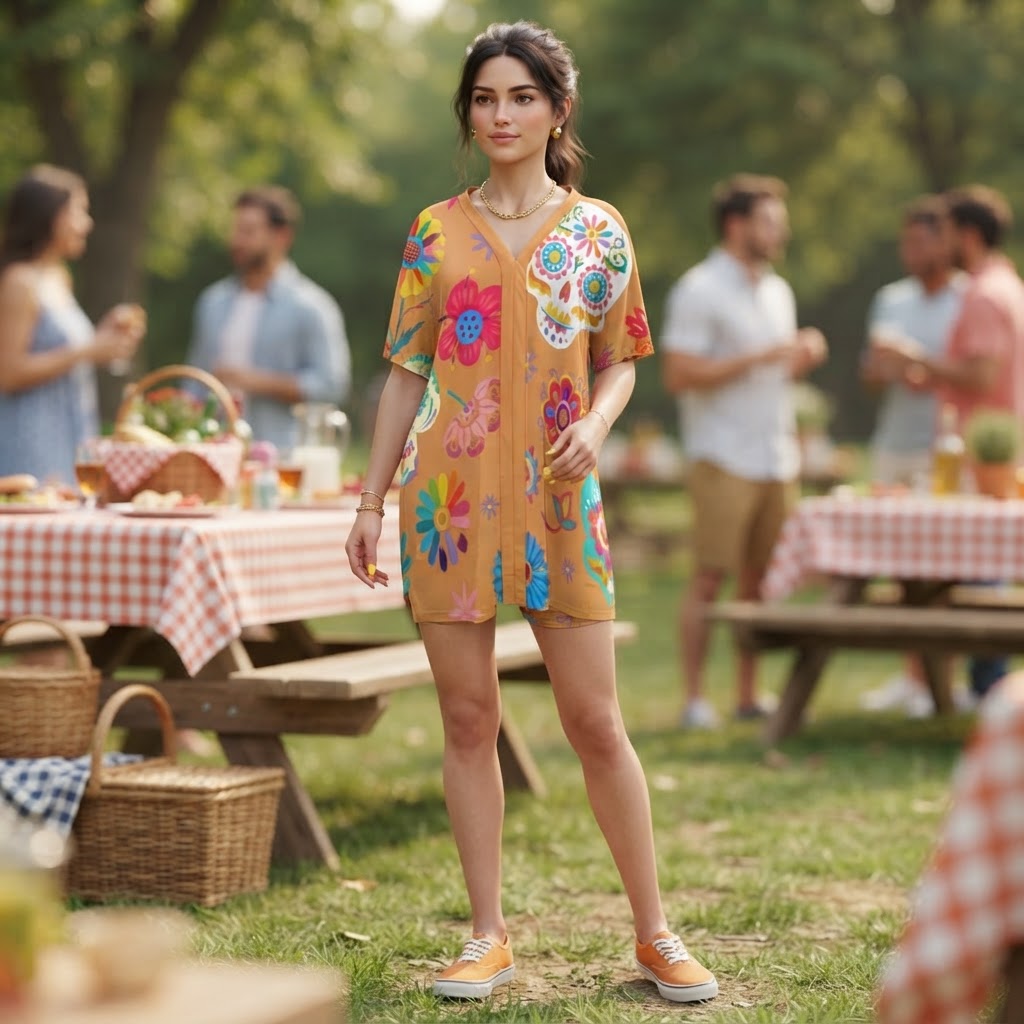 Floral Sugar Skull Lounge Set V-Neck Dolman Tee and Shorts Two-Piece Outfit